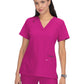 Women's 3-Pocket Wide V-Neck Stretch Hustle and Heart Top - 1019 - Azalea Pink