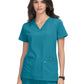 Women's 3-Pocket Wide V-Neck Stretch Hustle and Heart Top - 1019 - Teal