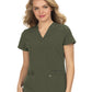 Women's 3-Pocket Wide V-Neck Stretch Hustle and Heart Top - 1019 - Heather Olive