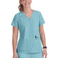 Women's 3-Pocket Wide V-Neck Stretch Hustle and Heart Top - 1019 - Sea Glass