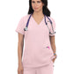Women's 3-Pocket Wide V-Neck Stretch Hustle and Heart Top - 1019 - Pink Dream