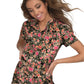 Women's 2-Pocket Print V-Neck Early Energy Top - 1029PR - Wildflower Mirage