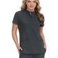 Women's 4-Pocket Zipper-Neck Mandarin Collar Driven Top - 1081 - Charcoal