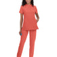 Women's 4-Pocket Zipper-Neck Mandarin Collar Driven Top - 1081 - Heather Coral