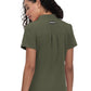 Women's 4-Pocket Zipper-Neck Mandarin Collar Driven Top - 1081 - Heather Olive
