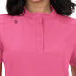 Women's 4-Pocket Zipper-Neck Mandarin Collar Driven Top - 1081 - Geranium