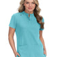 Women's 4-Pocket Zipper-Neck Mandarin Collar Driven Top - 1081 - Sea Glass