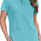 Women's 4-Pocket Zipper-Neck Mandarin Collar Driven Top - 1081 - Sea Glass