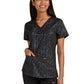 Women's 2-Pocket Stretch Print Velora Top - 1082PR - Iridescent Black
