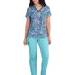 Women's 1-Pocket V-Neck Print Coming on Strong Top - 1108PR - Rainbow Leopard