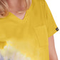 Women's Tie Dye V-Neck Stretch Lani Top - 1114PLM - Heather Mango Splash