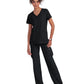 Women's Shirred Chest V-Neck Enik Top - 1121 - Black