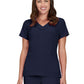 Women's Shirred Chest V-Neck Enik Top - 1121 - Navy