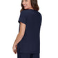 Women's Shirred Chest V-Neck Enik Top - 1121 - Navy