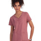 Women's Shirred Chest V-Neck Enik Top - 1121 - Rosewood