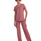 Women's Shirred Chest V-Neck Enik Top - 1121 - Rosewood