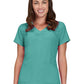 Women's Shirred Chest V-Neck Enik Top - 1121 - Waterfall Blue
