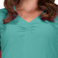 Women's Shirred Chest V-Neck Enik Top - 1121 - Waterfall Blue