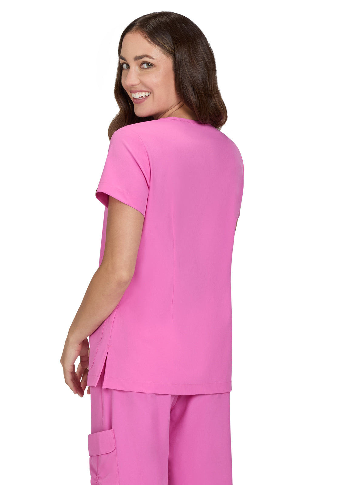 Women's Shirred Chest V-Neck Enik Top - 1121 - Strawberry Moon