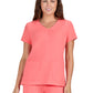Women's Shirred Chest V-Neck Enik Top - 1121 - Sunset Coral