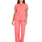 Women's Shirred Chest V-Neck Enik Top - 1121 - Sunset Coral