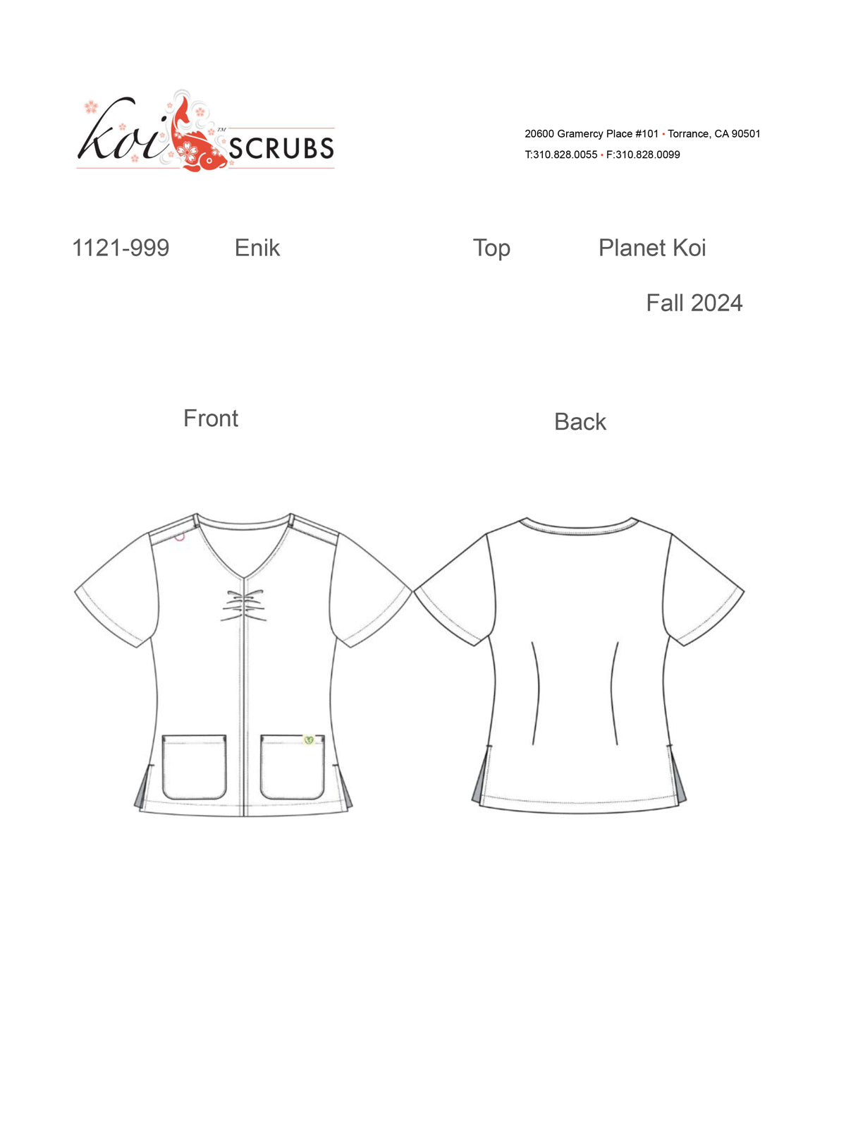 Women's Shirred Chest V-Neck Enik Top - 1121 - Navy