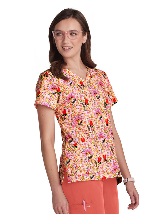 Women's 3-Pocket Print Rosalie Top - 1122PRA - Flower Babes