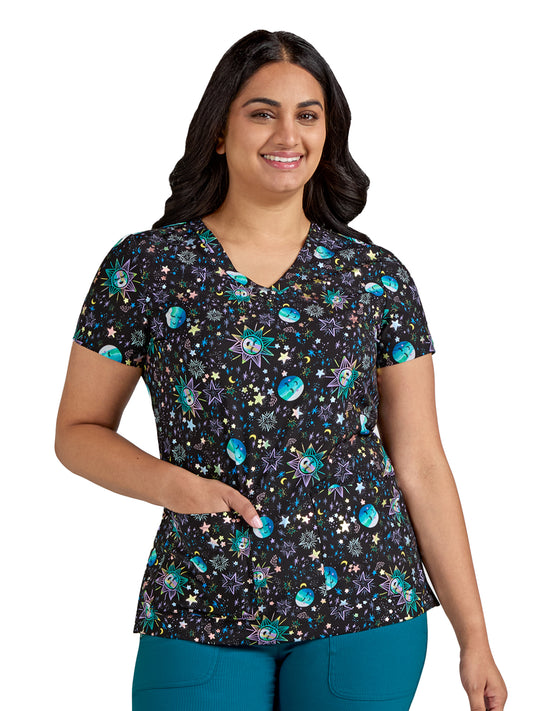 Women's 3-Pocket Print Rosalie Top - 1122PRA - Moon and Sun