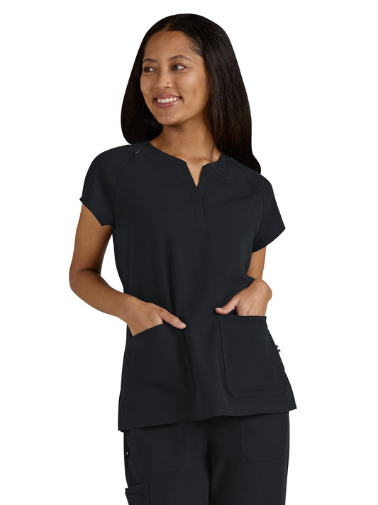 Women's Split-Neck 3-Pocket We Have Heart Top - 1124 - Black