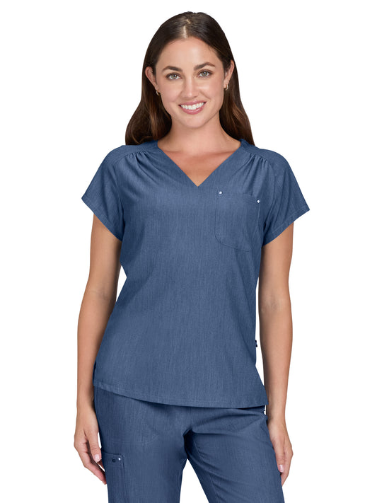 Women's Heart-Shaped Neckline Up and Going Top - 1125 - Denim