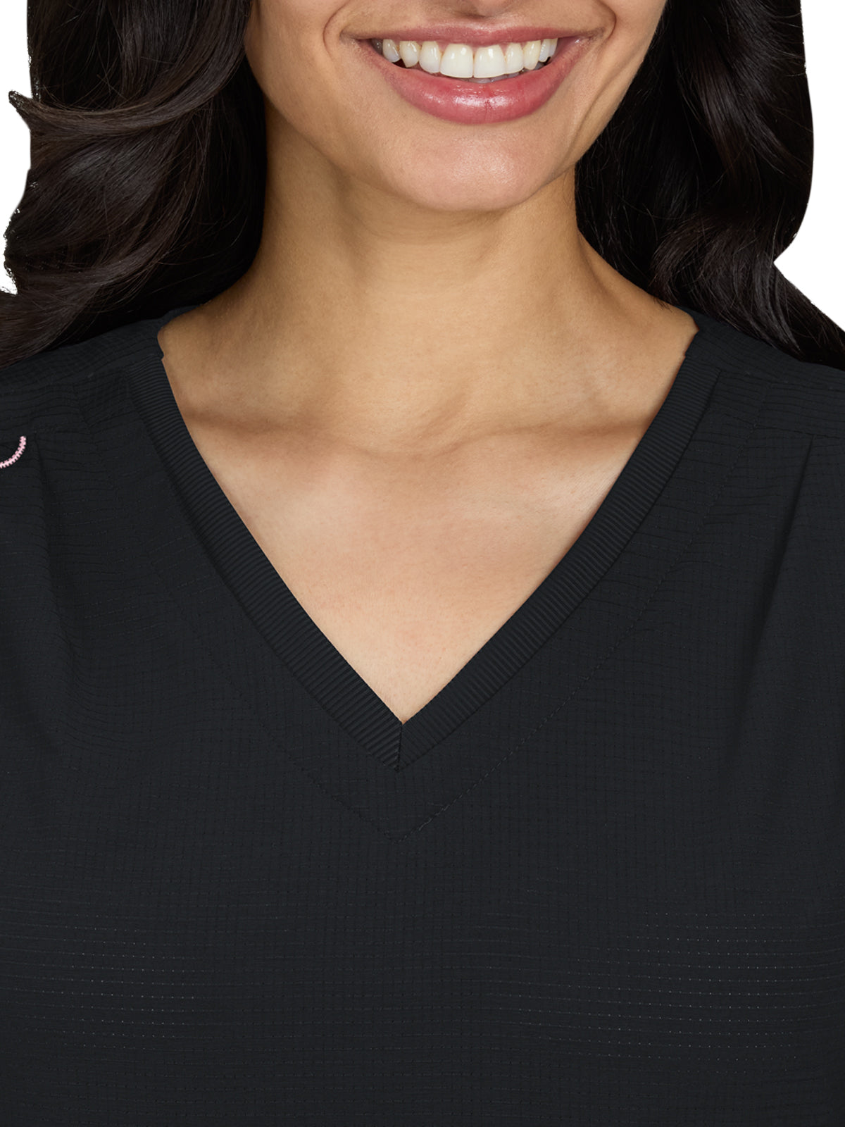 Women's Ribbed V-Neck 4-Pocket Sari Top - 1129 - Black