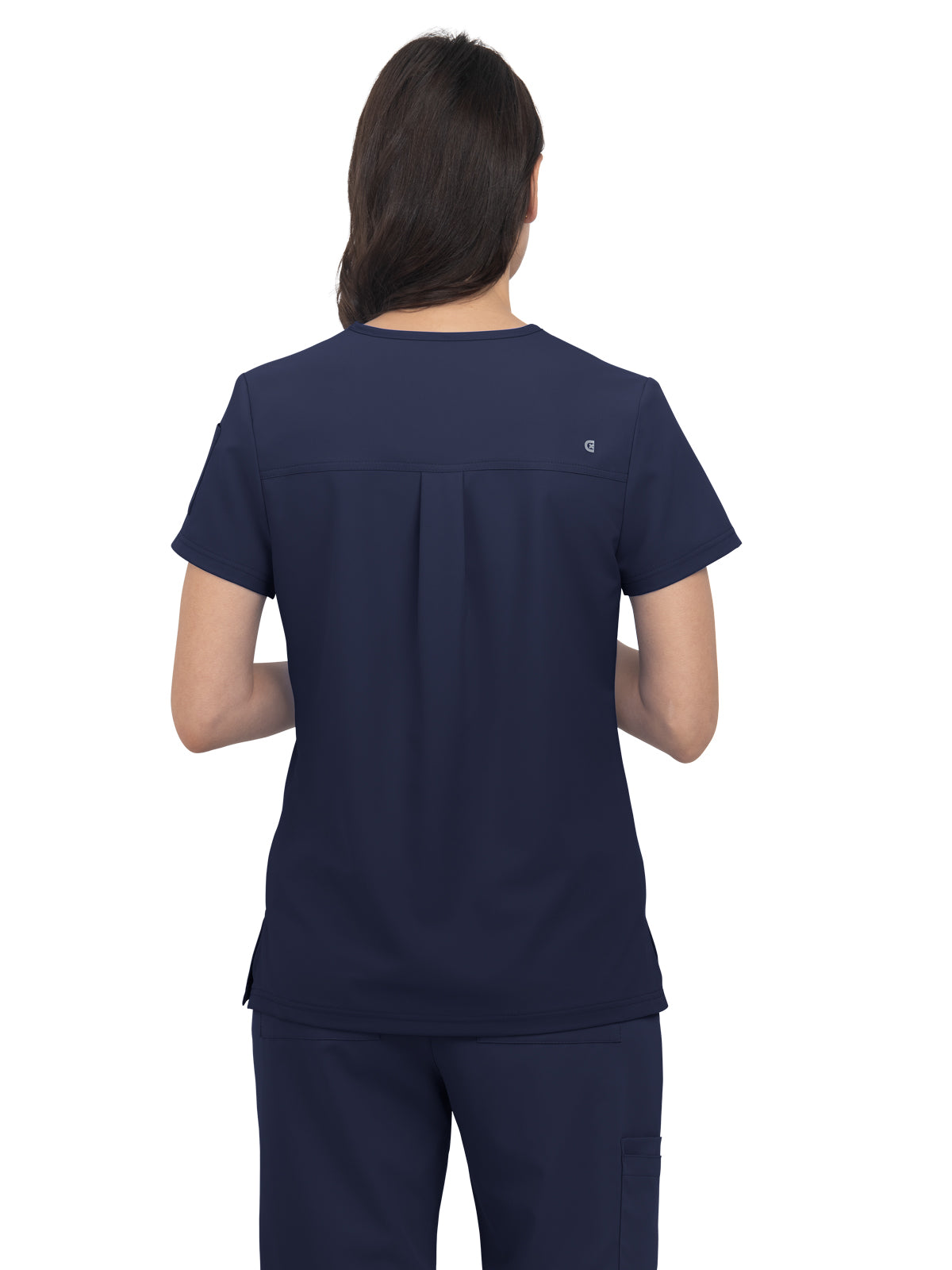Women's Ribbed V-Neck 4-Pocket Sari Top - 1129 - Navy