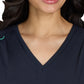 Women's Ribbed V-Neck 4-Pocket Sari Top - 1129 - Navy