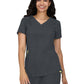 Women's Ribbed V-Neck 4-Pocket Sari Top - 1129 - Charcoal