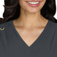 Women's Ribbed V-Neck 4-Pocket Sari Top - 1129 - Charcoal