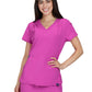 Women's Ribbed V-Neck 4-Pocket Sari Top - 1129 - Hibiscus Pink