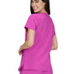 Women's Ribbed V-Neck 4-Pocket Sari Top - 1129 - Hibiscus Pink