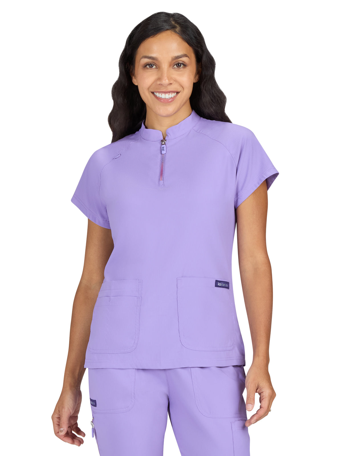 Women's 4-Pocket Ombre Zipper Neck Limited Edition Rena Top - 1130L - French Lavender