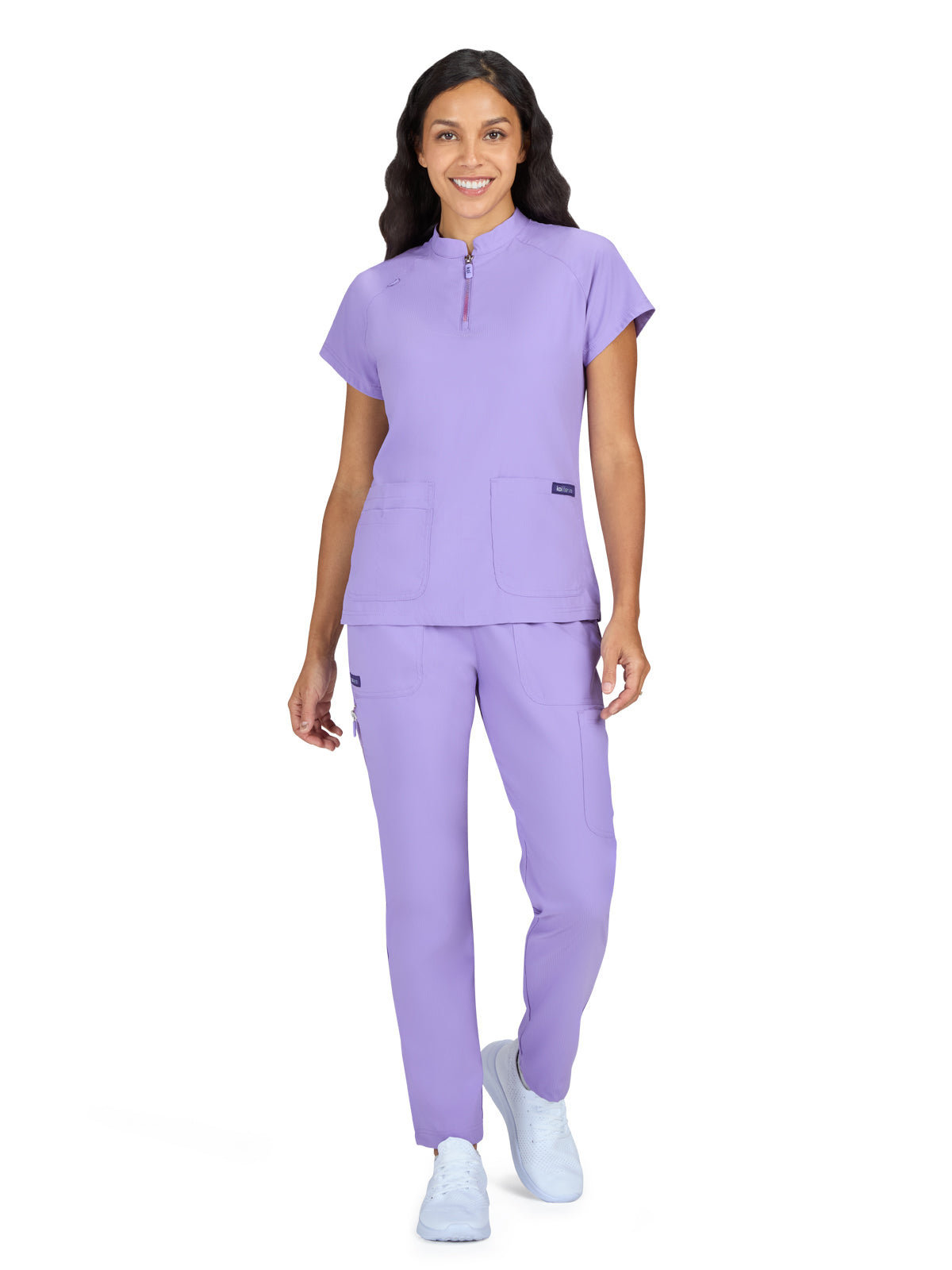 Women's 4-Pocket Ombre Zipper Neck Limited Edition Rena Top - 1130L - French Lavender