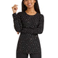 Women's Foil-Printed Crewneck Long Sleeve Underscrub Tee - 167PR - Iridescent Diamond Pattern