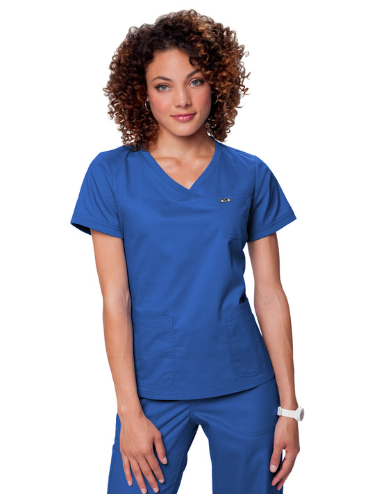 Women's 3-Pocket Soft Rib Trim V-Neck Nicole Top - 247 - Royal Blue