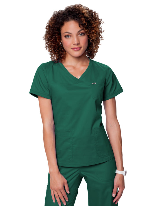 Women's 3-Pocket Soft Rib Trim V-Neck Nicole Top - 247 - Hunter