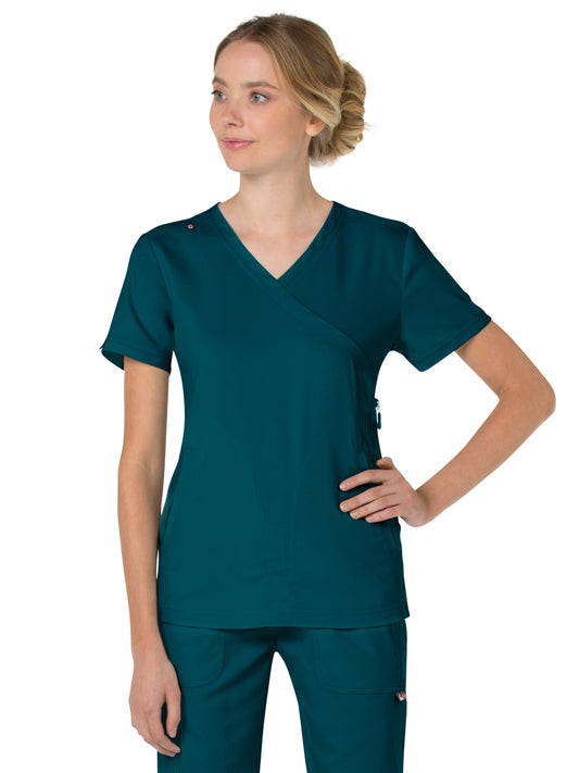 Women's 3-Pocket Mock-Wrap Philosophy Top - 316 - Caribbean