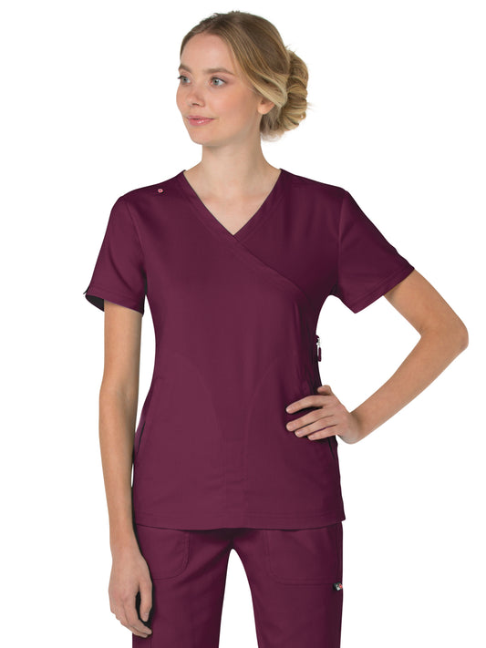 Women's 3-Pocket Mock-Wrap Philosophy Top - 316 - Wine