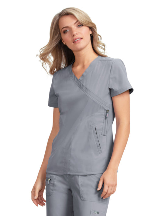 Women's 3-Pocket Mock-Wrap Philosophy Top - 316 - Platinum Grey