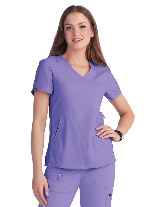 Women's 3-Pocket Mock-Wrap Philosophy Top - 316 - French Lavender