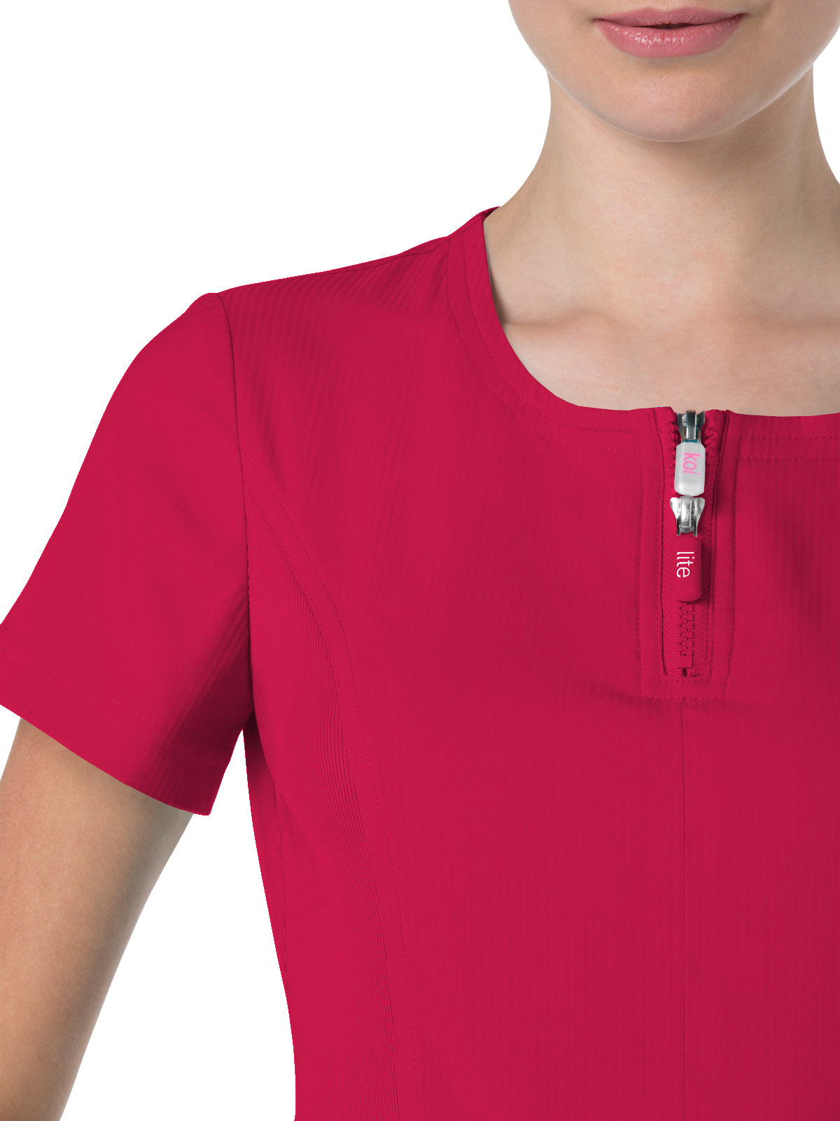 Women's 4-Pocket Zipper Neck Serenity Top - 317 - Ruby