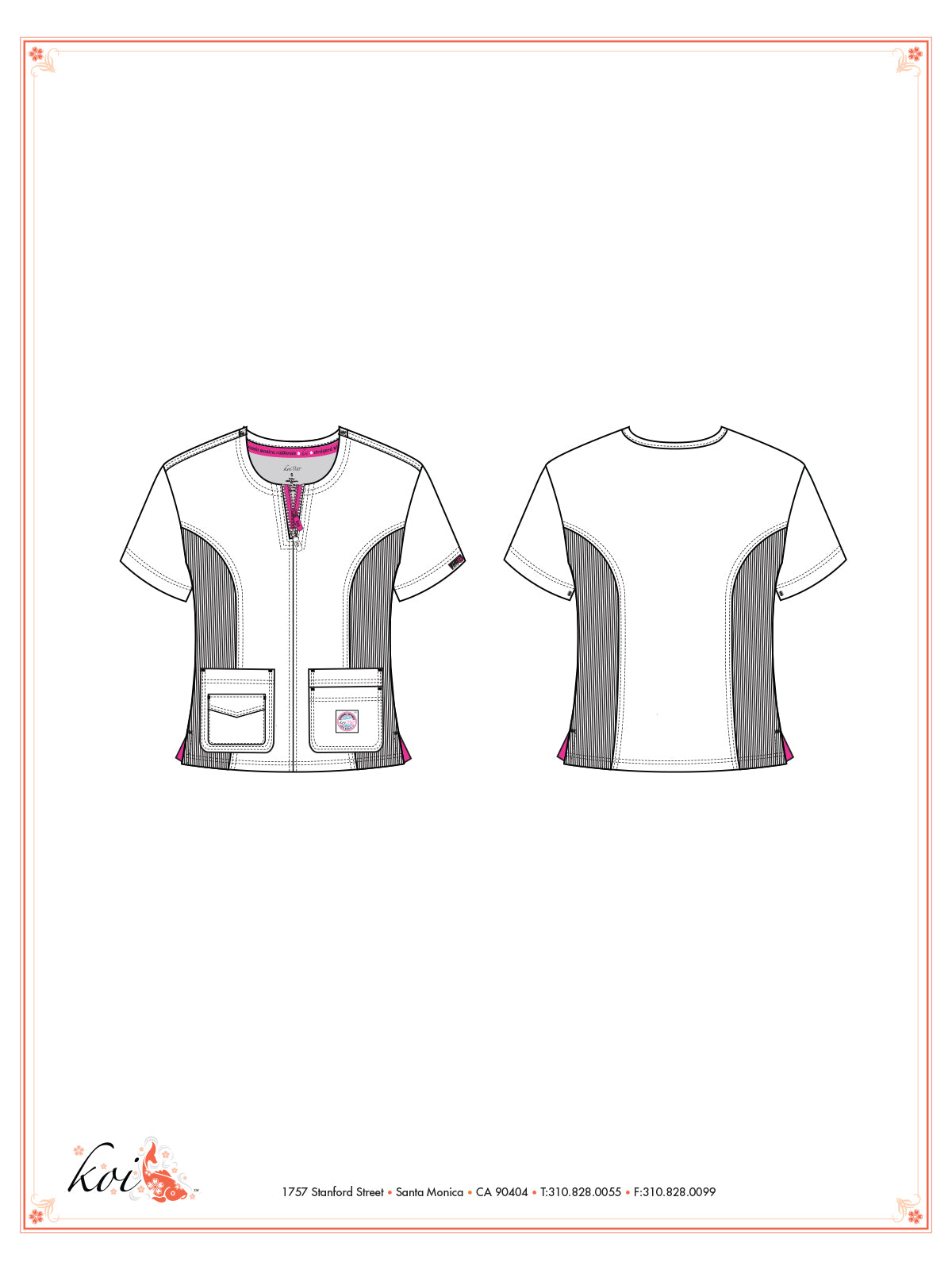 Women's 4-Pocket Zipper Neck Serenity Top - 317 - Platinum Grey
