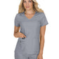Women's 4-Pocket Stretch V-Neck Becca Top - 373 - Platinum Grey