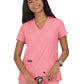 Women's 4-Pocket Stretch V-Neck Becca Top - 373 - Heather Soft Pink